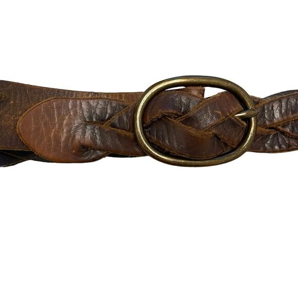 GAP Vintage Leather Woven Braided Belt Oval Buckle XL main image 4